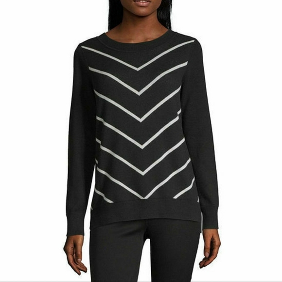 Liz Claiborne Long Sleeve Chevron Sweater - Plus - Picture 1 of 9